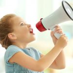 Girl with loudspeaker